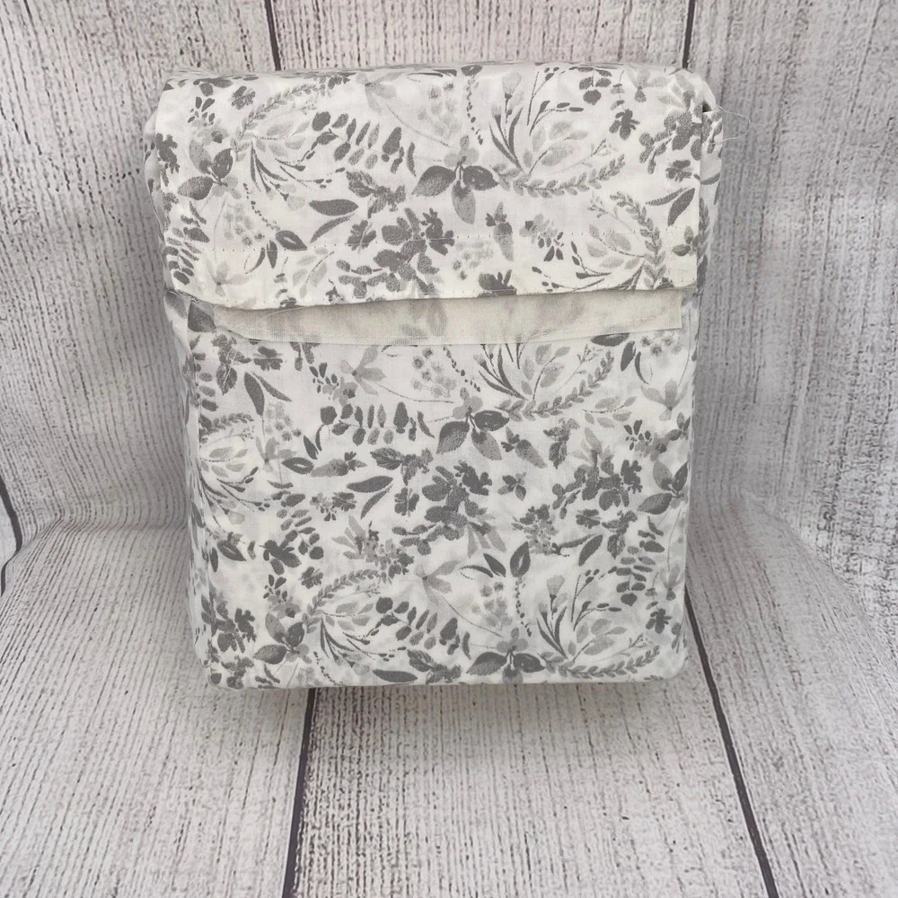 Papyrus Sheet Set Queen White Floral Spray Gray Botanical 100% Cotton Neutral